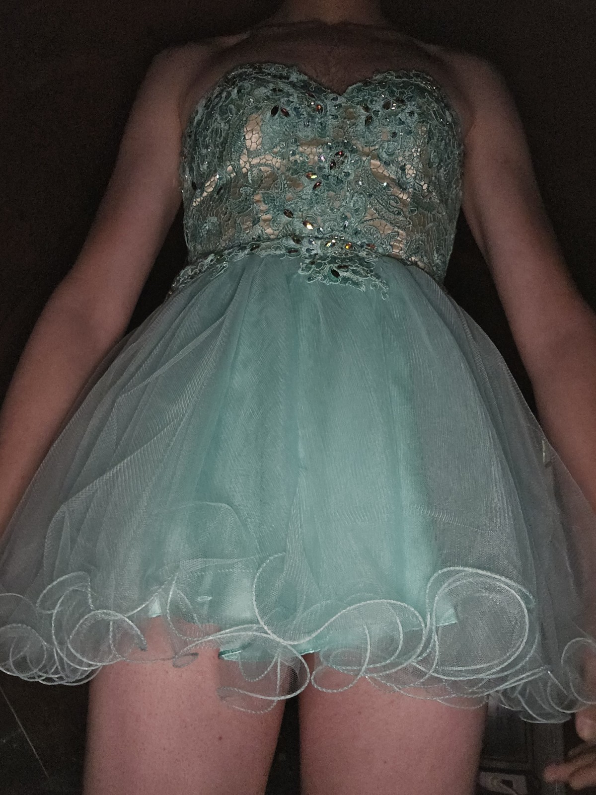 <p>Absolutely love my new dress can't see whats underneath from the front but maybe not sooo much in the back.</p>