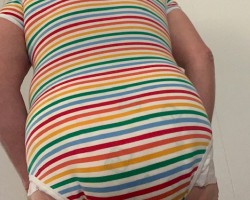Had to wear my rainbow onsie at least before Pride Month ended.  Opps.  Did I forget to tuck the diaper flaps in?