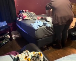 Tail end of me pooping my new pjs and mommy cleaning me up