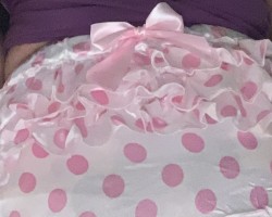 I love my ruffle butt plastic panties. Yes there is a very wet diaper underneath.