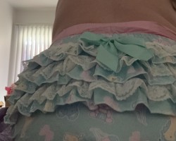 Nothing better than being diapered and protected by ruffle butt plastic panties.
