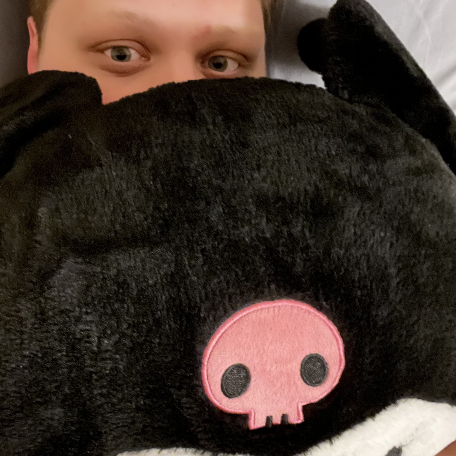 <p>a little shy sometimes but ill always be a proud kuromi girl with my giant kuromi plush <333</p>
