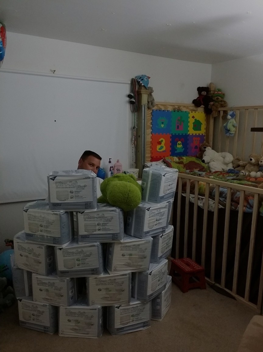 <p>Stack of diapers.</p>
