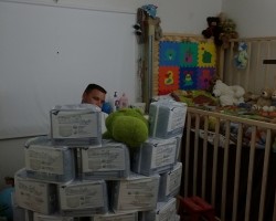 Stack of diapers.