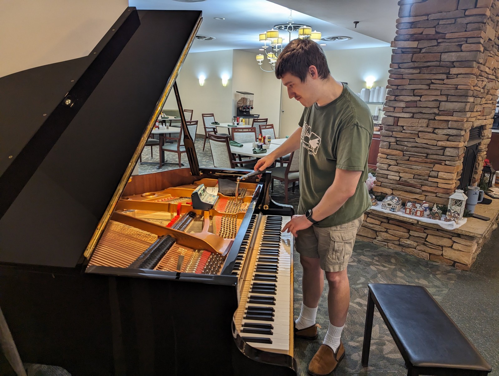 <p>Tuning a Taylor baby grand on Christmas Day 2023 at an assisted living home in Blacksburg, VA.</p>