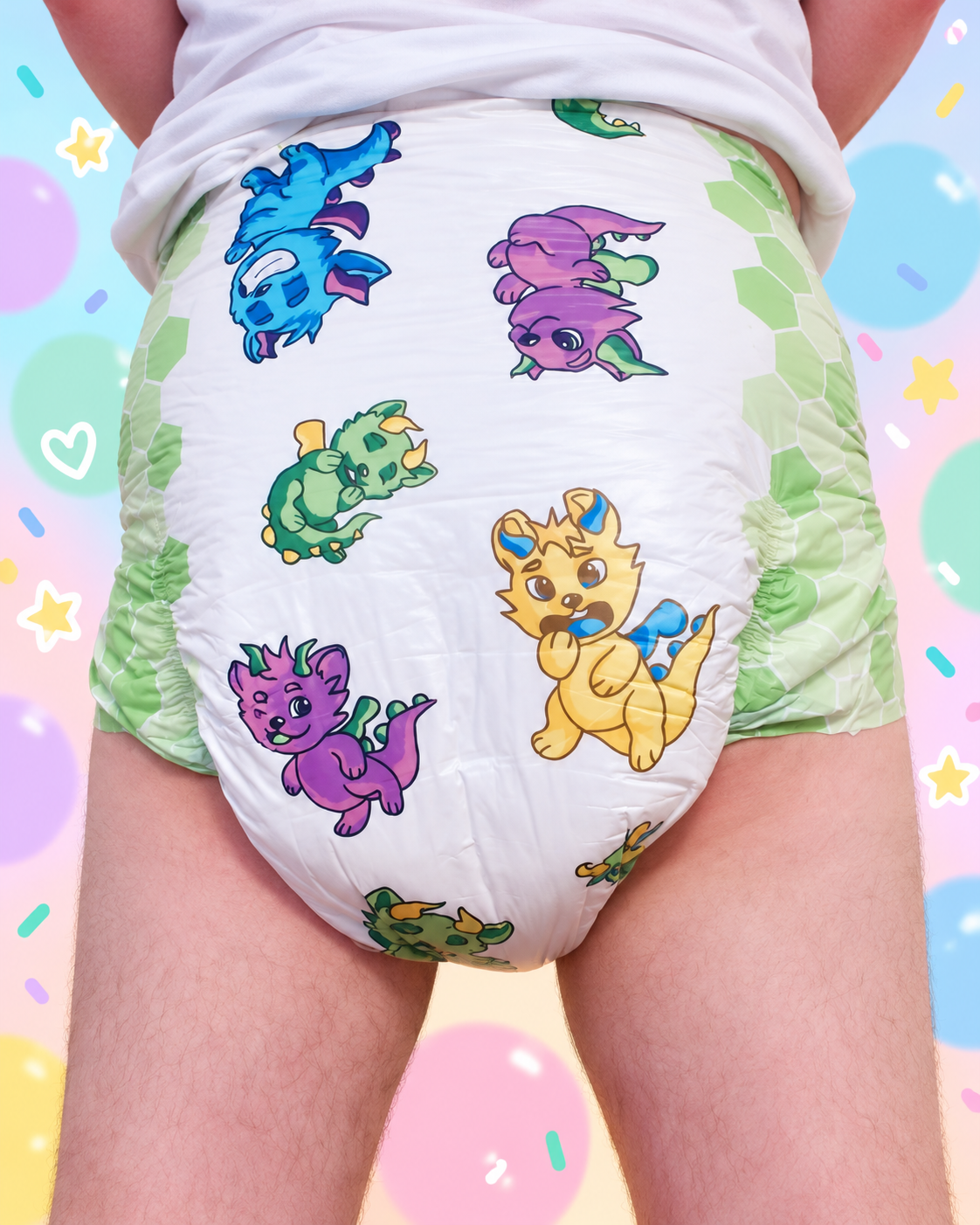 <p>Eeeek! A dino in my pants!  Oopsie… I mean my DIAPER!  ROAR-some!</p>