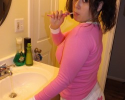 Brushing her teeth like a big girl. https://www.4ab.me/