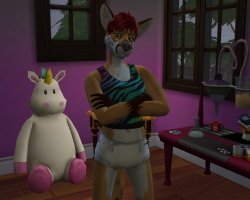 My sims 4 fursona with the furry/diaper mods.