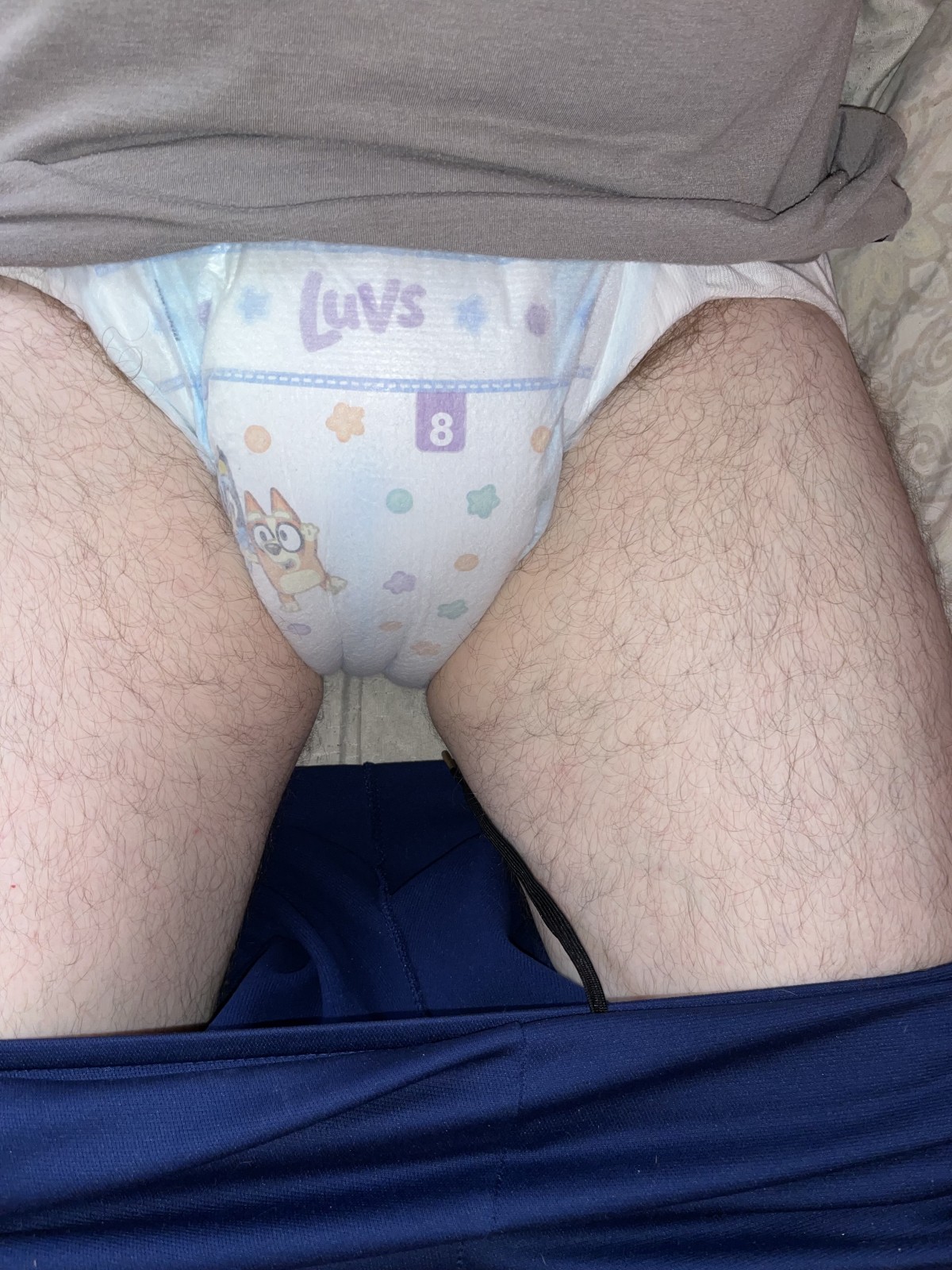 <p>My morning diaper. It’s always soaked when I wake up every morning.</p>