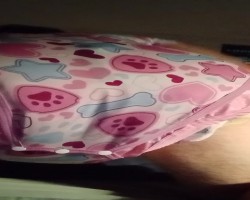 Rubbing my wet and messy diaper!