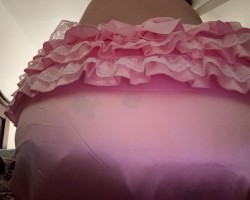 My newest pair of ruffle butt plastic panties.  I love how the diaper print shows through
