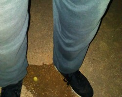 Told to wet myself in a public place, fortunately at night!