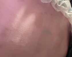 Wore my pink plastic ruffle but panties over my diaper while wearing my school gurl skirt.
