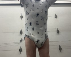 New Vintage baby onesie with wet diaper about ready to load it