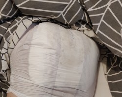 Been diapered the whole weekend. Put on a new diaper before going to bed last night and really had to pee when I woke up.Really comfy to just be able to go in the diaper and stay in bed