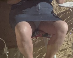Reflection of my plastic panties.  Wonder if anyone saw anything