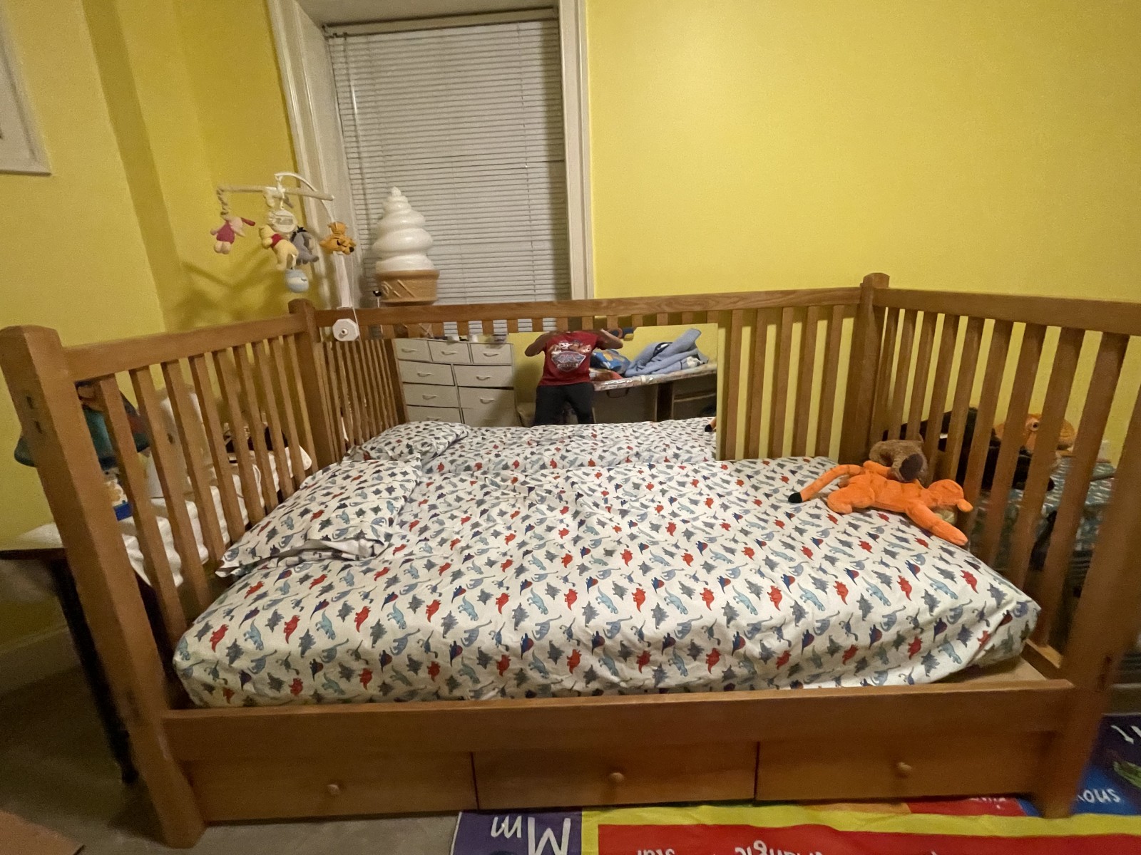 <p>Adult size crib with removable side rails</p>